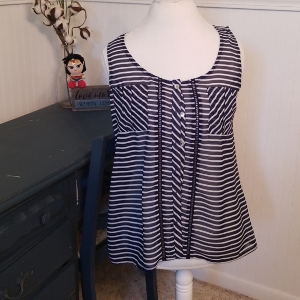 Blue and white stripe blouse